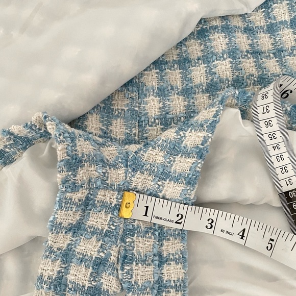 SET JASON WU Boucle Tweed cropped blazer and skort  Blue White Gold Button 8 M - Picture 11 of 16